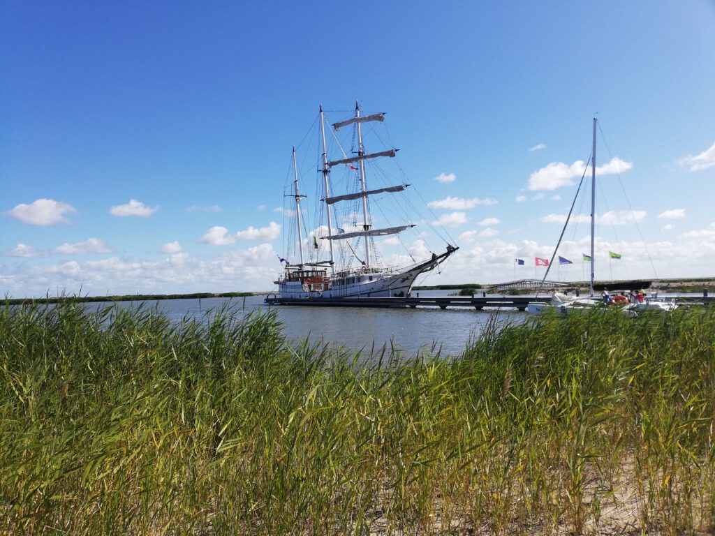 Beautiful ship: the Abel Tasman, our ferry to the Marker Wadden