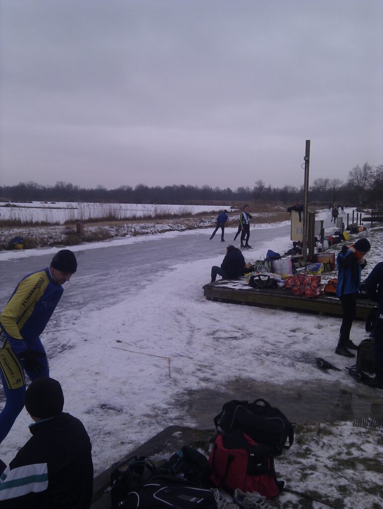 National Park Weerribben Wieden in winter, iceskating 